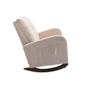 Coolmore Rocking Chair Upholstered Mid Century Modern Rocker Oversized Wingback Armchair For Living Room Beige Linen