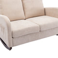 Coolmore Rocking Chair Upholstered Mid Century Modern Rocker Oversized Wingback Armchair For Living Room Beige Linen