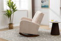 Coolmore Rocking Chair Upholstered Mid Century Modern Rocker Oversized Wingback Armchair For Living Room Beige Linen