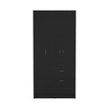 Capwell 2 Piece Bedroom Set, Armoire And Dresser, Black And Pine Black Bedroom Engineered Wood