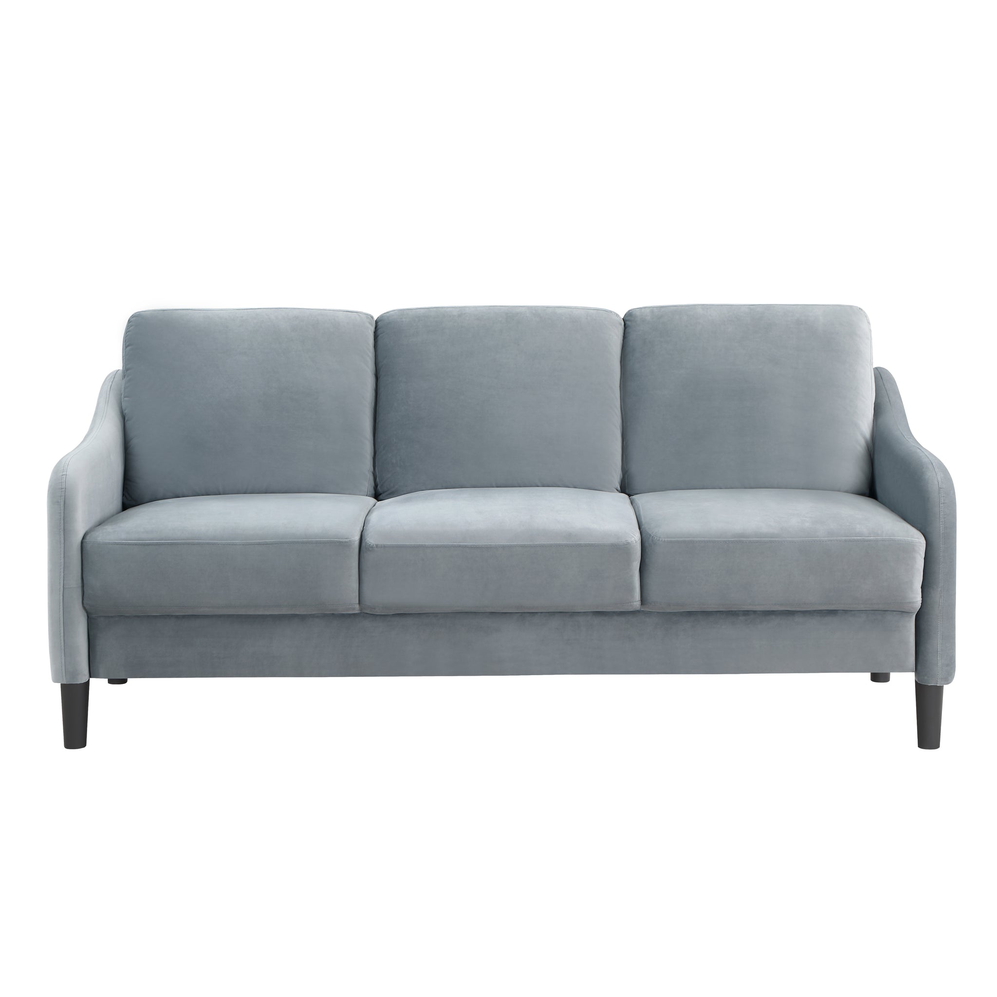 73.22Inch 3 Seater Sofa Velvet Grey Grey Fabric