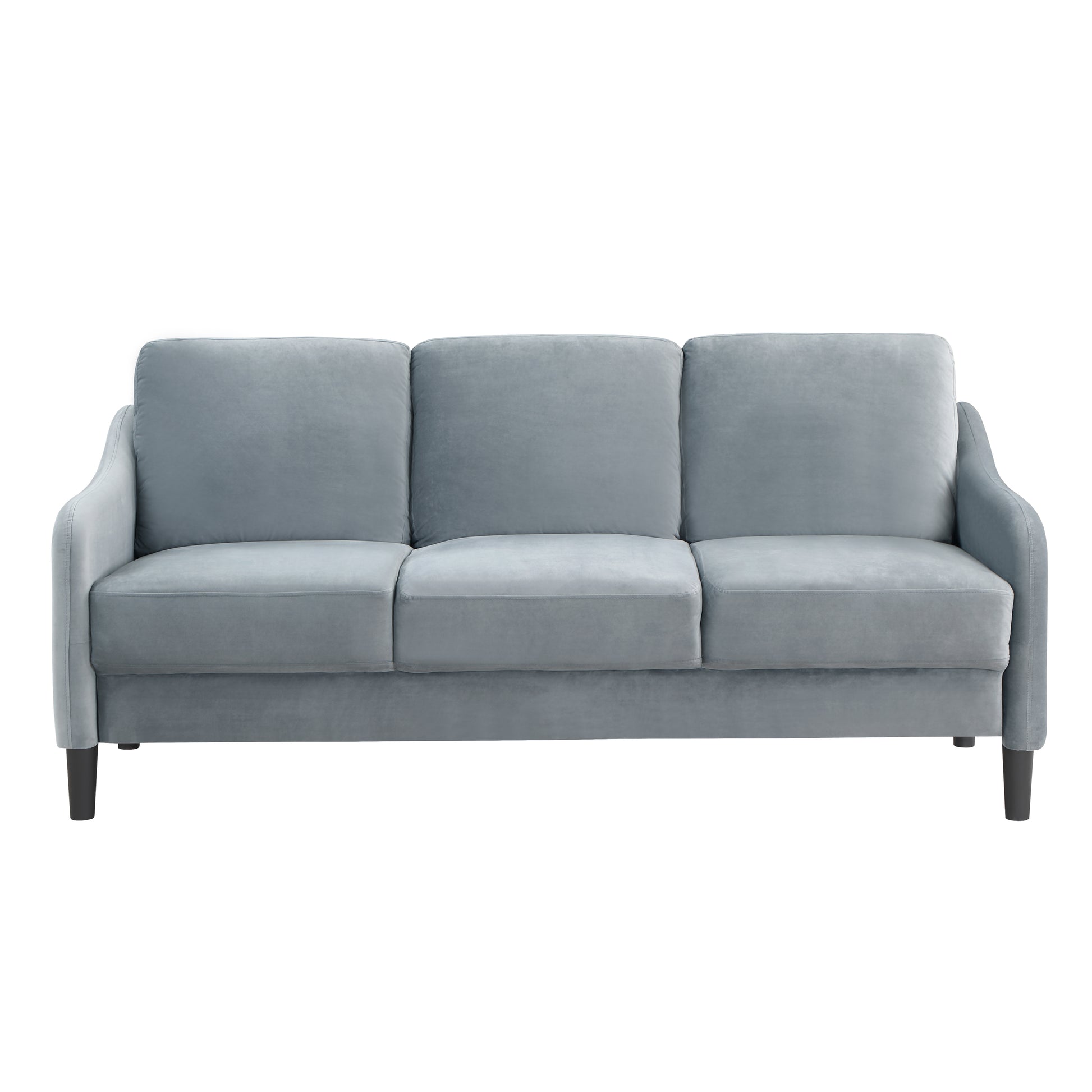 73.22Inch 3 Seater Sofa Velvet Grey Grey Fabric