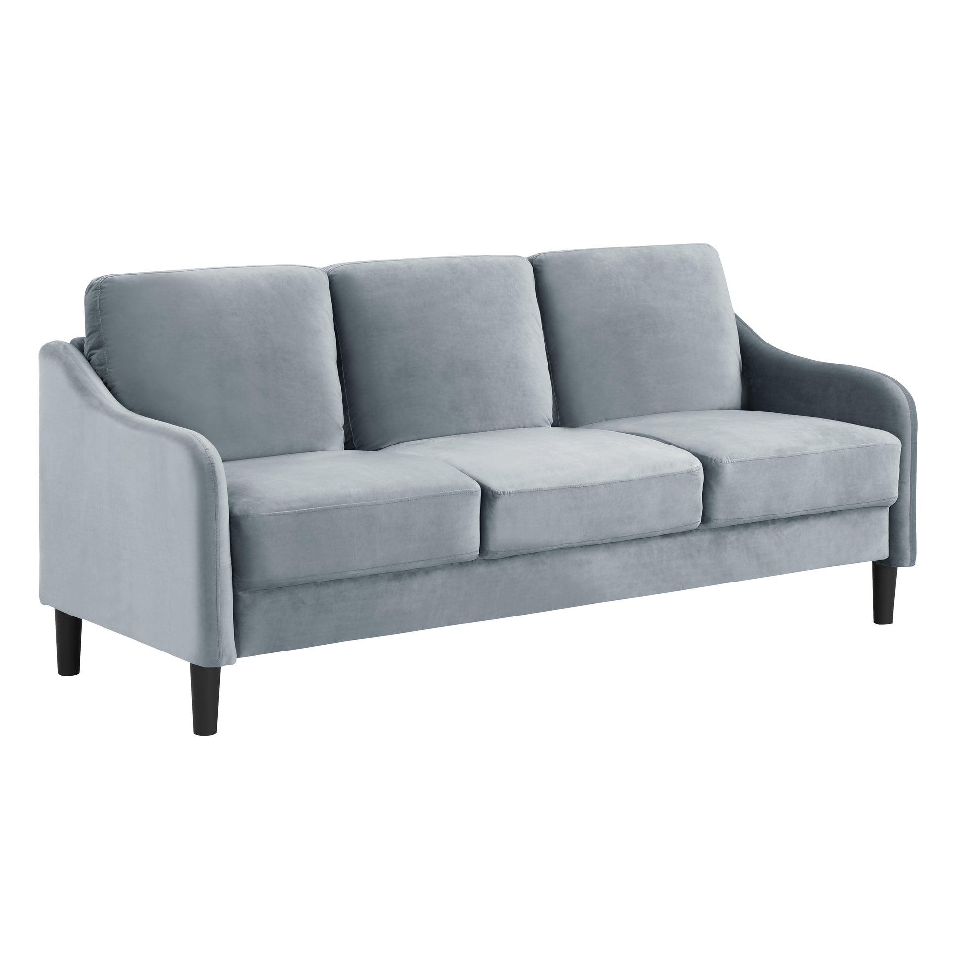 73.22Inch 3 Seater Sofa Velvet Grey Grey Fabric