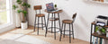 Round Bar Stool Set With Shelves, Stool With Backrest Rustic Brown, 23.6'' Dia X 35.4'' H Rustic Brown Particle Board
