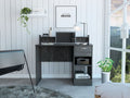 Portland 2 Shelf 1 Drawer Writing Desk Smokey Oak Smoke Grey Engineered Wood