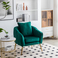 Velvet Accent Chair With Ottoman, Modern Tufted Barrel Chair Ottoman Set For Living Room Bedroom, Golden Finished, Christmas Green Green Foam Velvet
