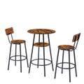 Round Bar Stool Set With Shelves, Stool With Backrest Rustic Brown, 23.6'' Dia X 35.4'' H Rustic Brown Particle Board