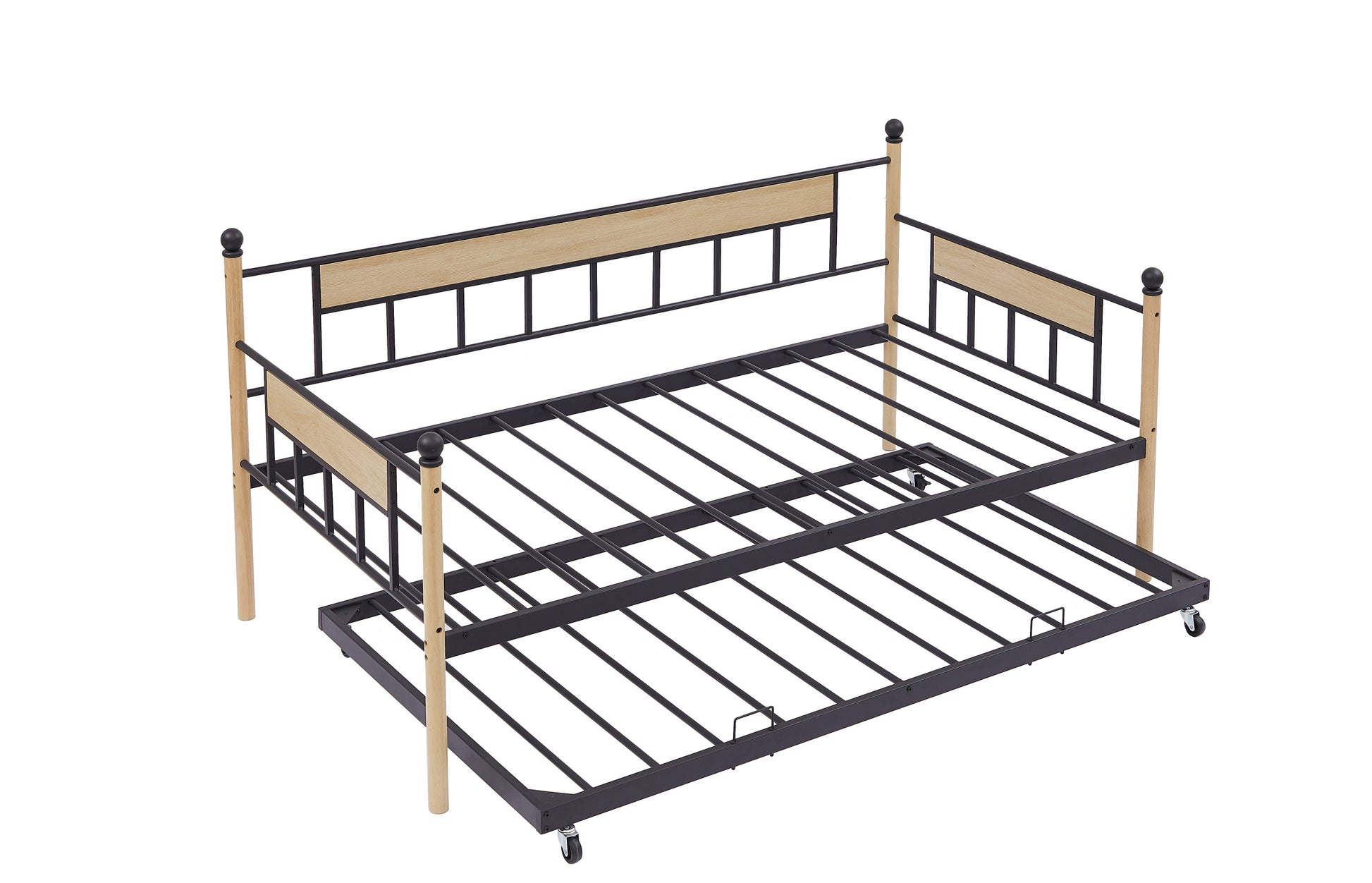 Daybed, Sofa Bed Metal Framed With Trundle Twin Size, Black, 77''L X 40.6'' W X 14.5'' H Twin Black Steel