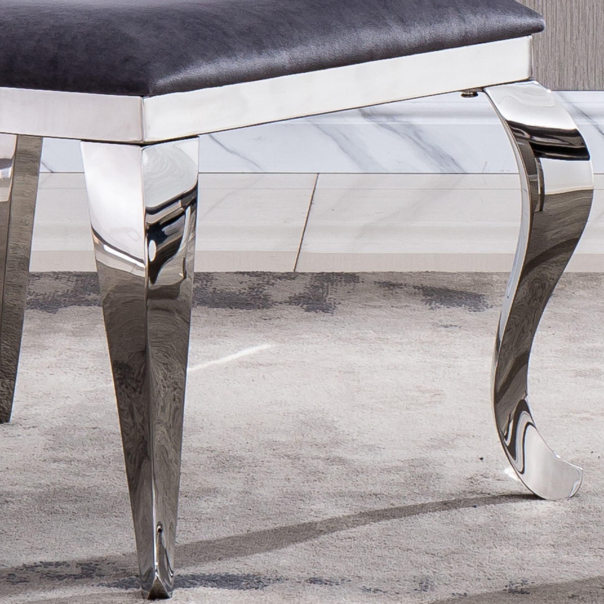 Velvet Dining Chair With Oval Backrest Set Of 2, Stainless Steel Legs Grey Velvet