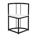 Modern 7 Piece Dining Table Set With Faux Marble Compact 55Inch Kitchen Table Set For 6, Black White Metal White Black Seats 6 Metal Dining Room Modern Dining Table With Chair Iron