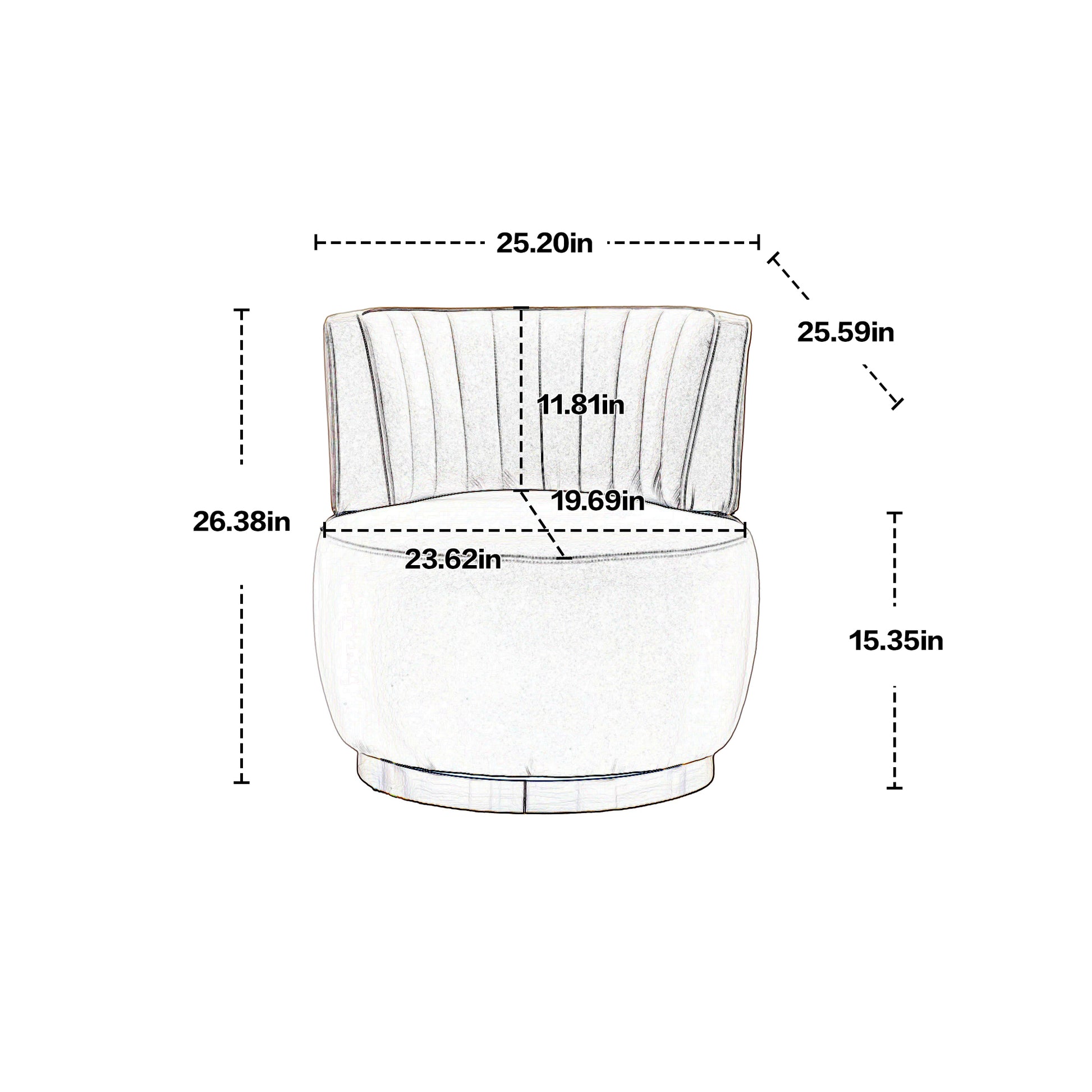 Coolmore 360 Degree Swivel Cuddle Barrel Accent Sofa Chairs, Round Armchairs With Wide Upholstered, Fluffy Velvet Fabric Chair For Living Room, Bedroom, Office, Waiting Rooms Gray Foam Velvet