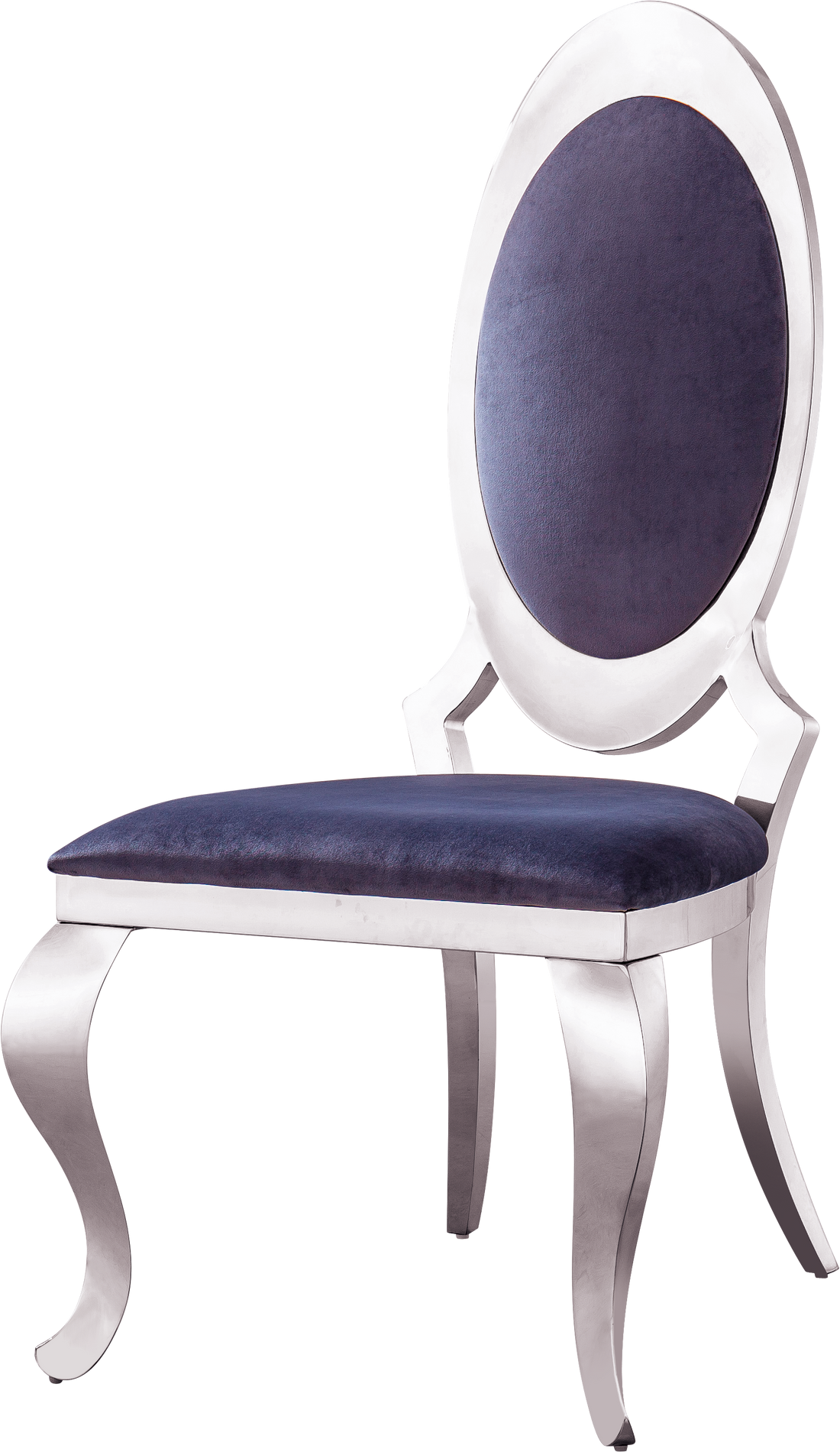 Velvet Dining Chair With Oval Backrest Set Of 2, Stainless Steel Legs Grey Velvet