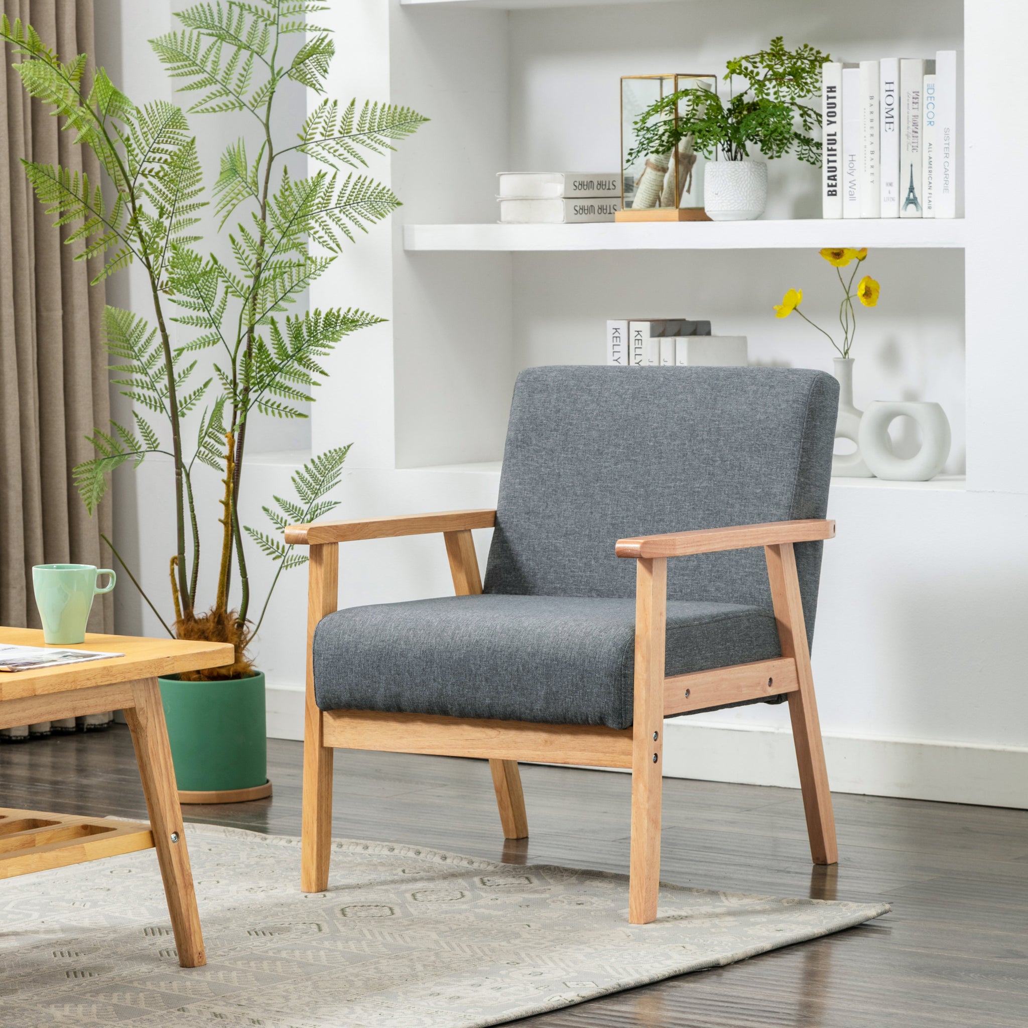 Bahamas 25" Gray Linen Fabric Chair Gray Linen