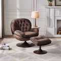 Swivel Leisure Chair Lounge Chair Velvet Chocolate Color With Stool Chocolate Velvet