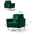 Channel Tufted Green Velvet Singel Living Room Sofa Accent Chair Green Foam Velvet