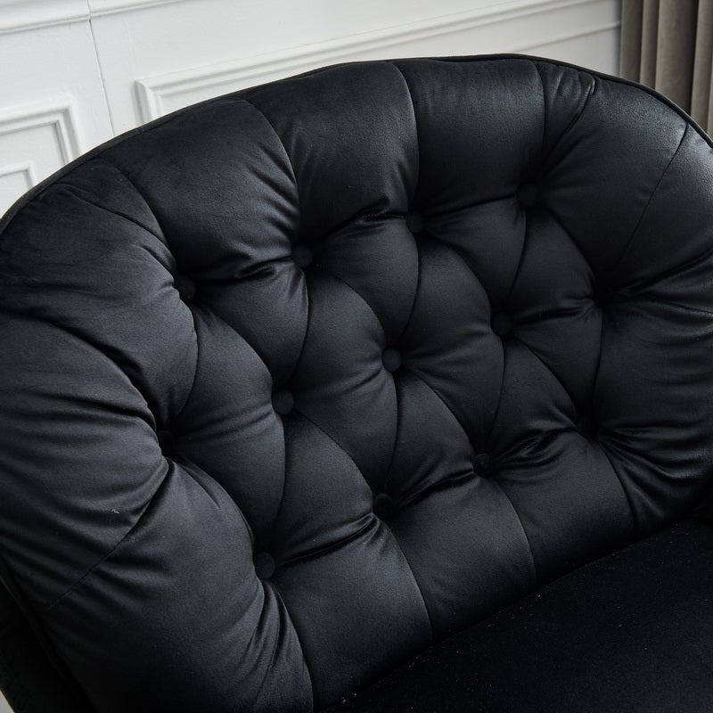 Swivel Leisure Chair Lounge Chair Velvet Black Color With Stool Black Velvet