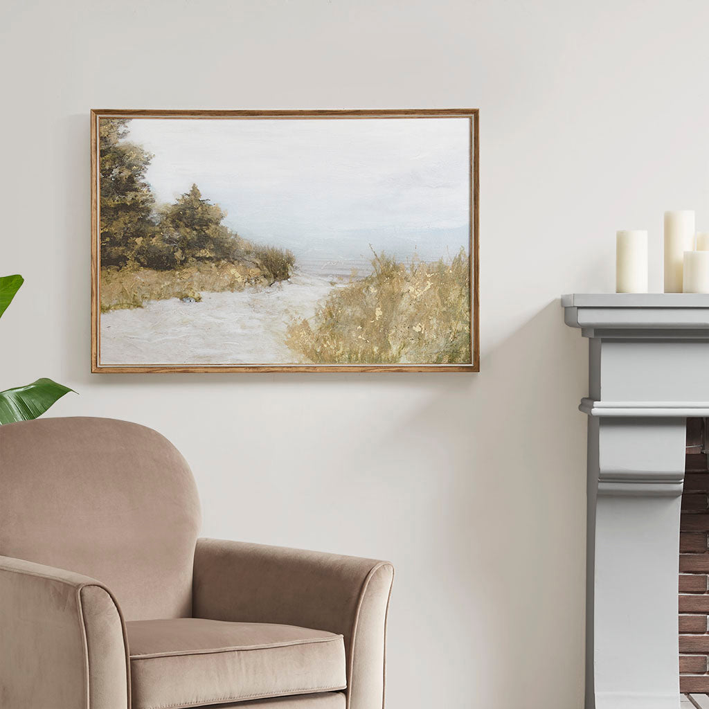 Abstract Landscape Framed Canvas Wall Art Multi Mdf