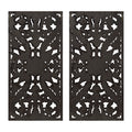 Distressed Carved Wood 2 Piece Wall Decor Set Antique Blue Mdf