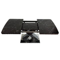 Modern Square Dining Table,Stretchable,Printed Black Marble Table Top Mdf X Shape Table Leg With Metal Base Black Mdf Steel