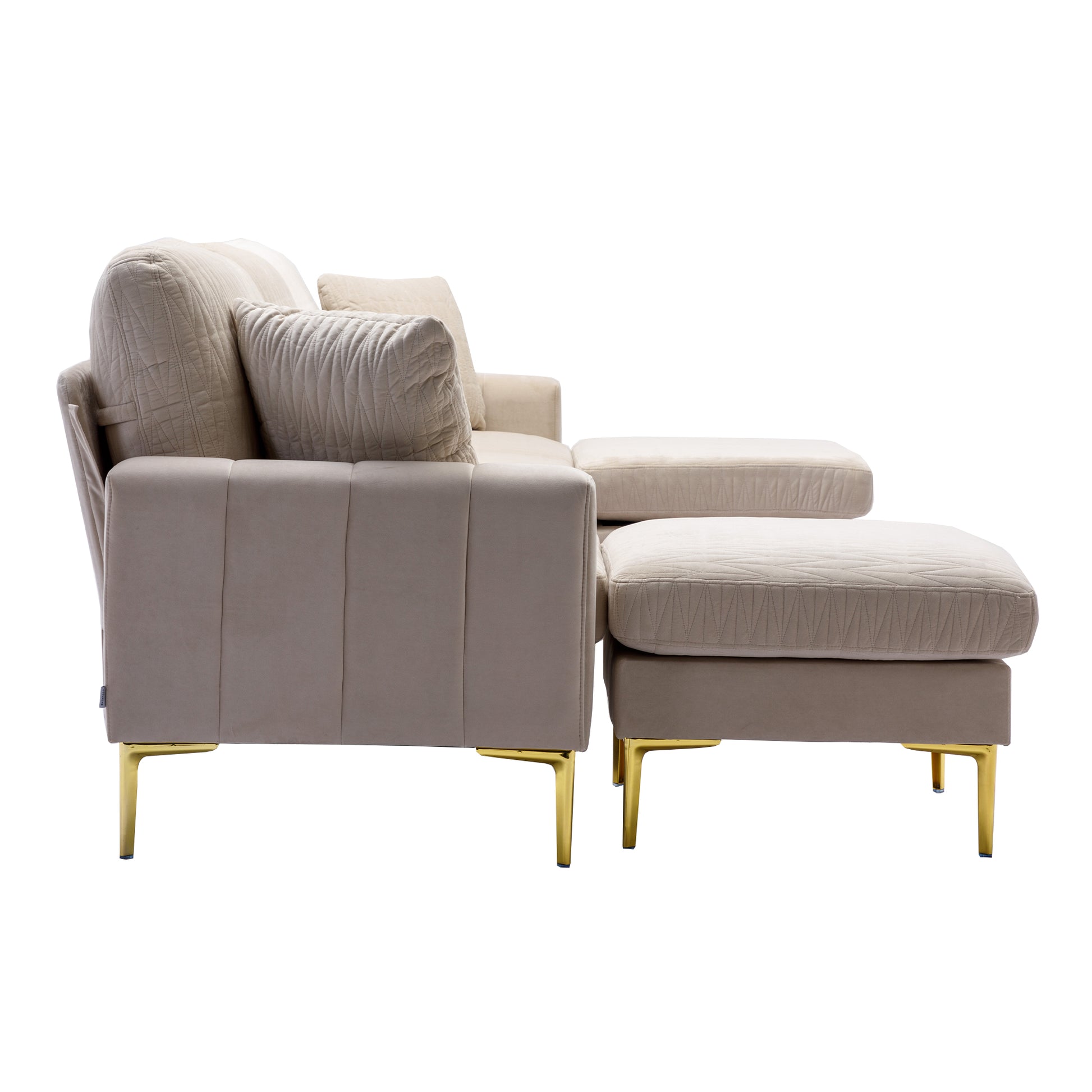 Untied We Win Accent Sofa Living Room Sofa Sectional Sofa Beige Velvet