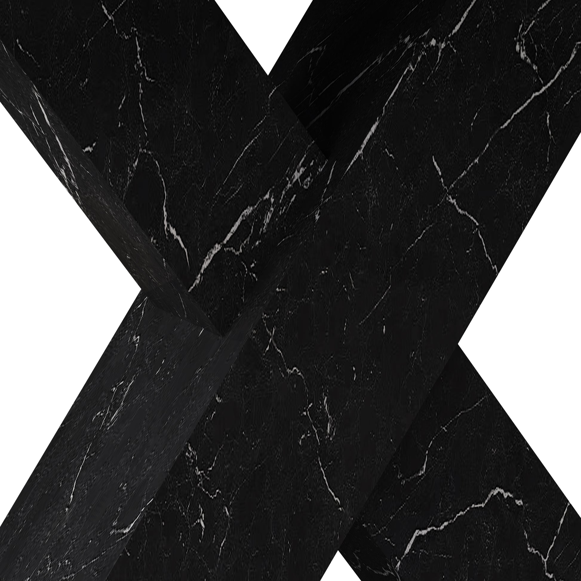 Modern Square Dining Table,Stretchable,Printed Black Marble Table Top Mdf X Shape Table Leg With Metal Base Black Mdf Steel