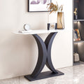 Modern Console Table, Exquisite Shape Design, Metal Frame With Adjustable Foot Pads For Entrance, Corridor, Living Room & Office. Black Black Steel