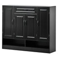 Sleek And Modern Shoe Cabinet With Adjustable Shelves, Minimalist Shoe Storage Organizer With Sturdy Top Surface, Space Saving Design Side Board For Various Sizes Of Items, Black Square 3 4 Spaces