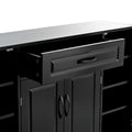 Sleek And Modern Shoe Cabinet With Adjustable Shelves, Minimalist Shoe Storage Organizer With Sturdy Top Surface, Space Saving Design Side Board For Various Sizes Of Items, Black Square 3 4 Spaces