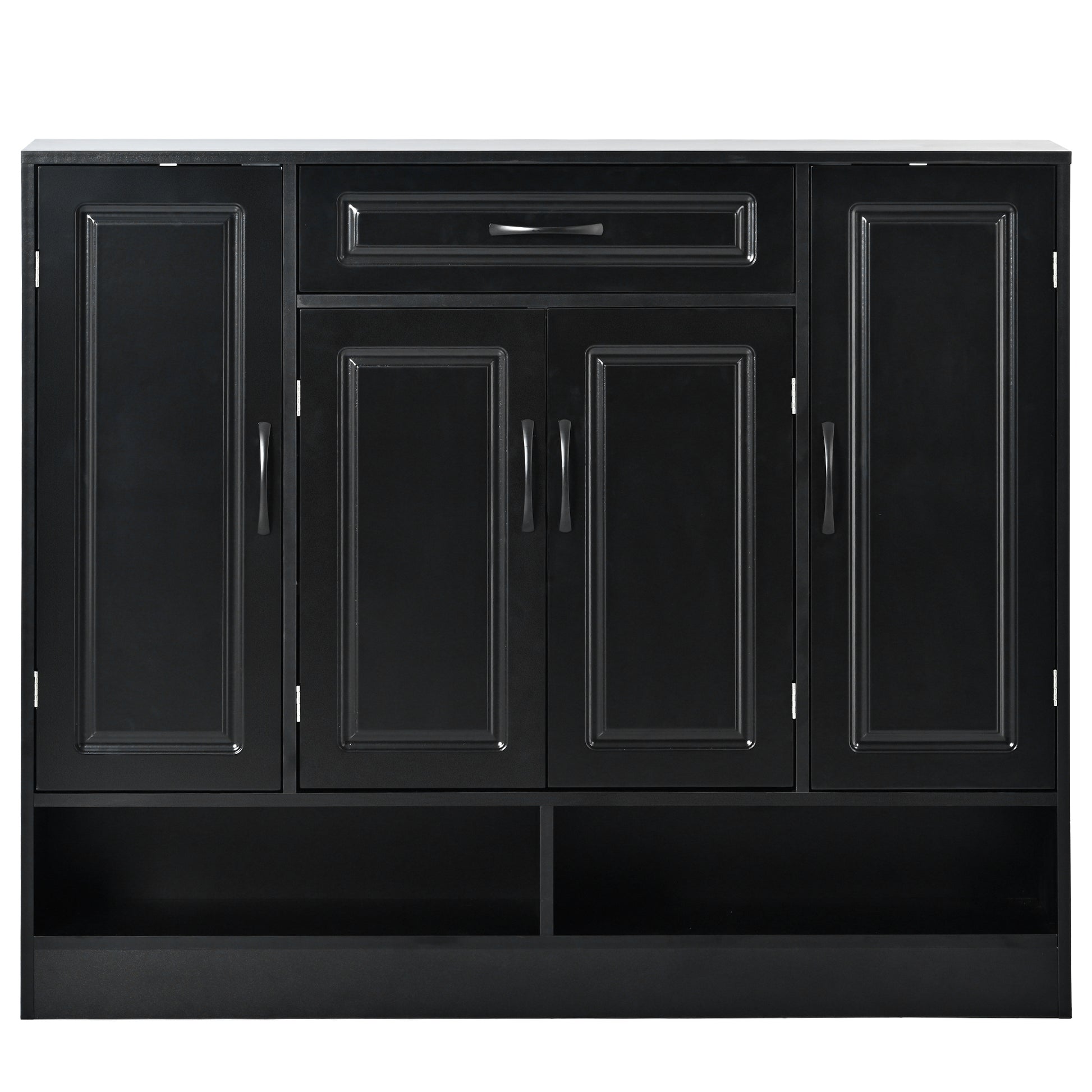 Sleek And Modern Shoe Cabinet With Adjustable Shelves, Minimalist Shoe Storage Organizer With Sturdy Top Surface, Space Saving Design Side Board For Various Sizes Of Items, Black Square 3 4 Spaces