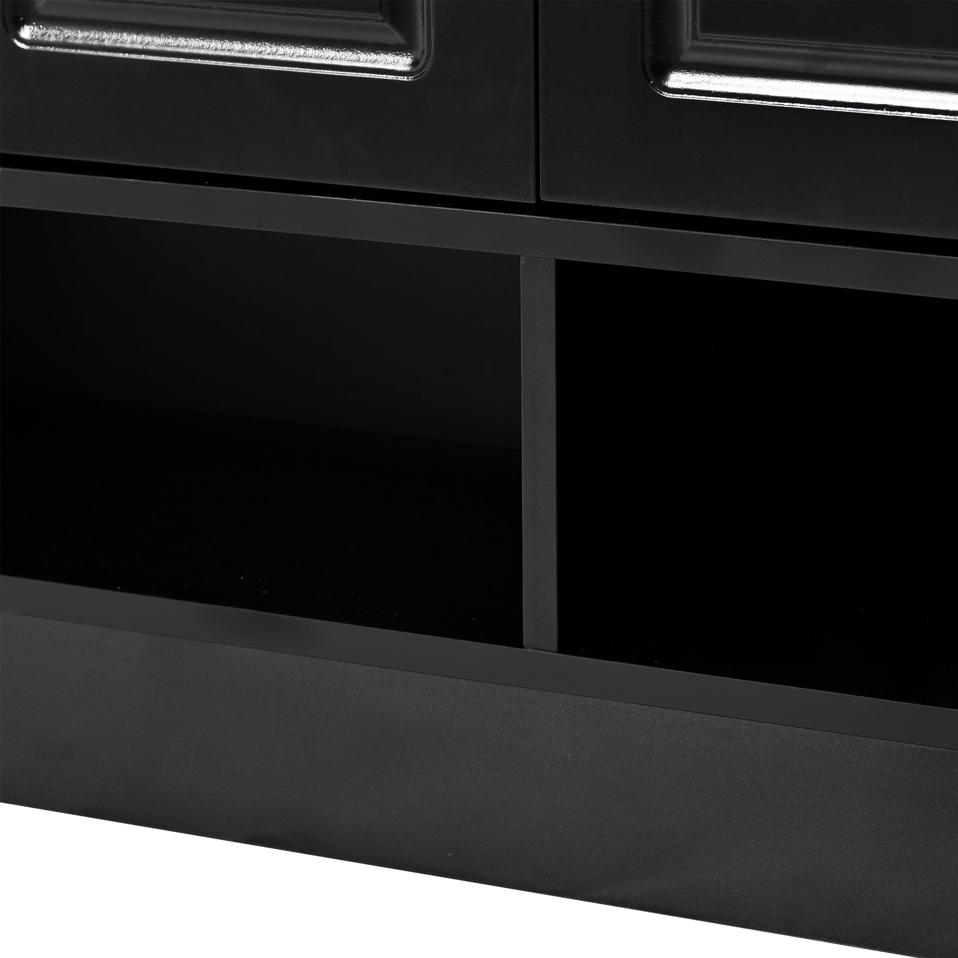 Sleek And Modern Shoe Cabinet With Adjustable Shelves, Minimalist Shoe Storage Organizer With Sturdy Top Surface, Space Saving Design Side Board For Various Sizes Of Items, Black Square 3 4 Spaces