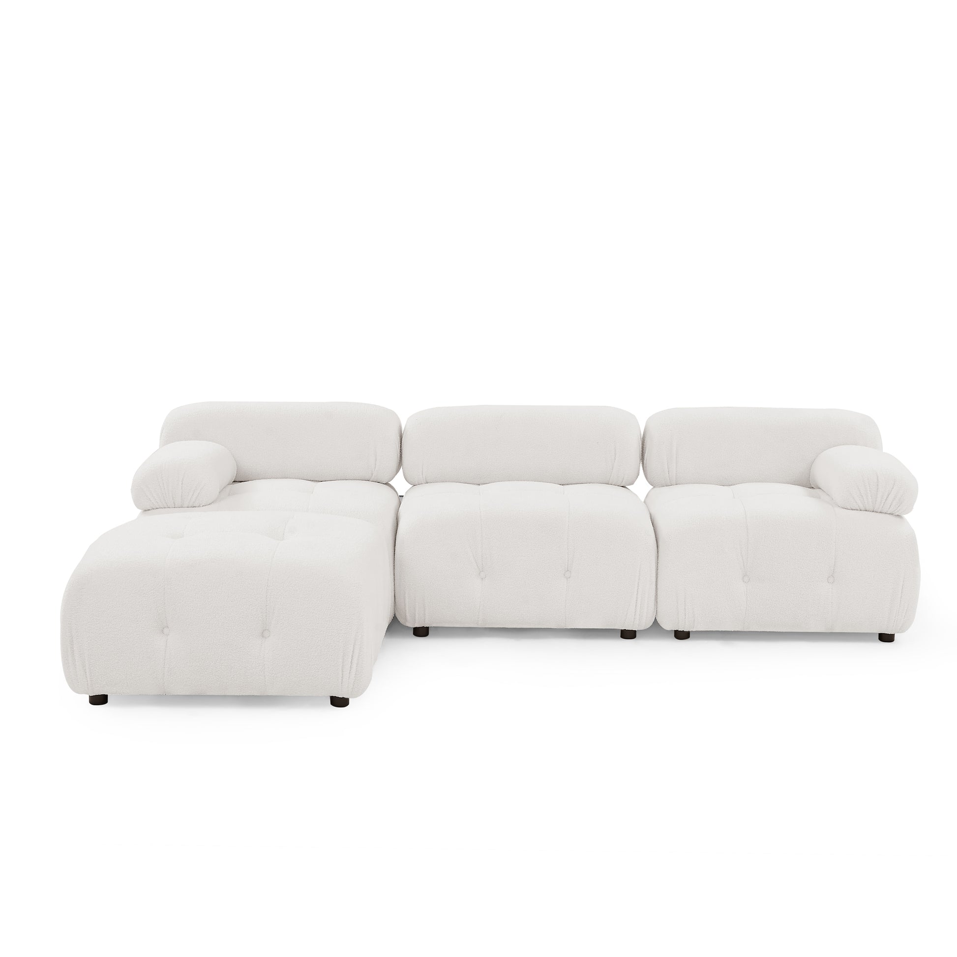 Modular Sectional Sofa, Button Tufted Designed And Diy Combination,L Shaped Couch With Reversible Ottoman, Ivory Teddy Fabric Ivory Polyester Wood Soft Tight Back Eucalyptus Pillow Top Arms Foam Spring