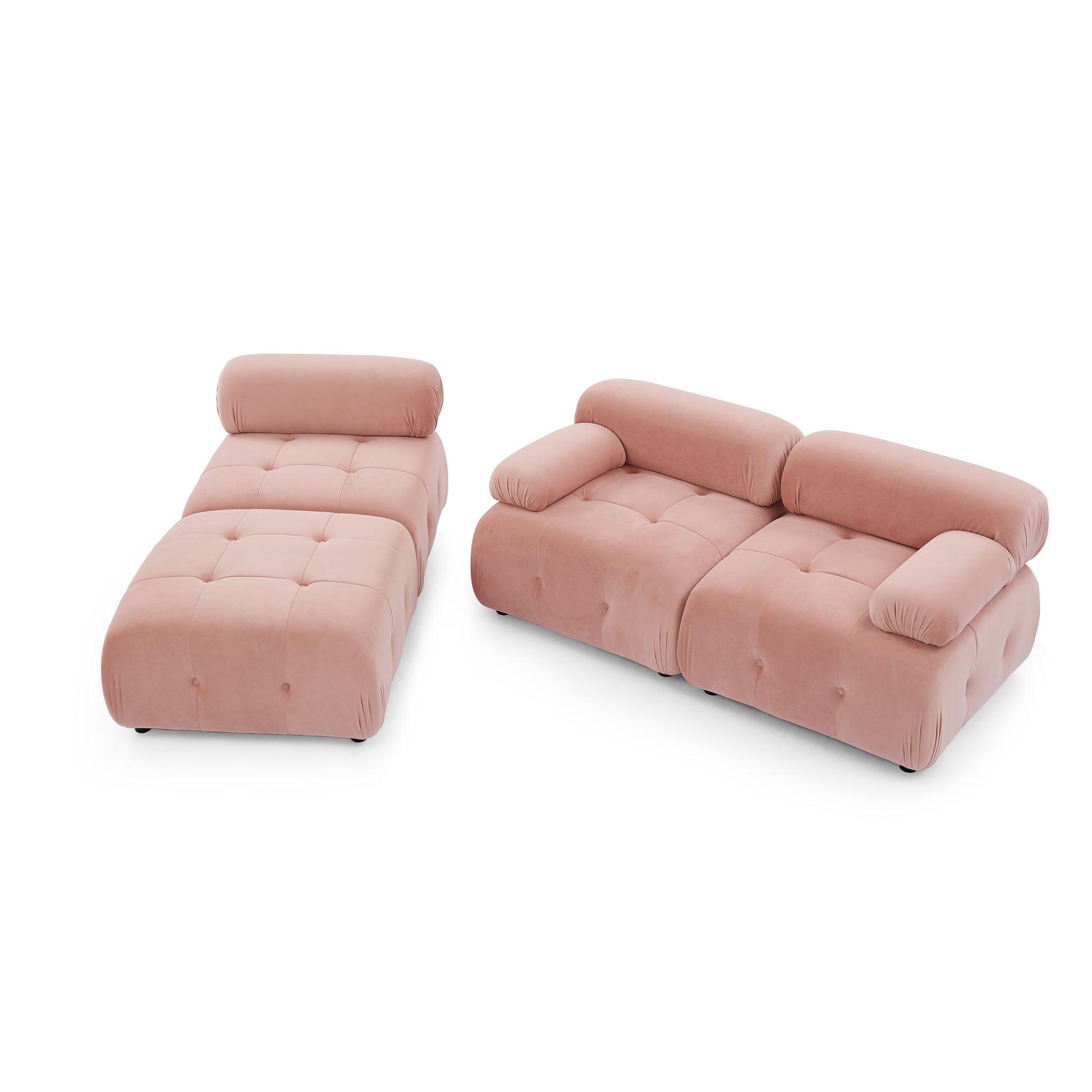 Modular Sectional Sofa, Button Tufted Designed And Diy Combination,L Shaped Couch With Reversible Ottoman, Pink Velvet Pink Velvet Wood Soft Tight Back Eucalyptus Pillow Top Arms Foam Spring