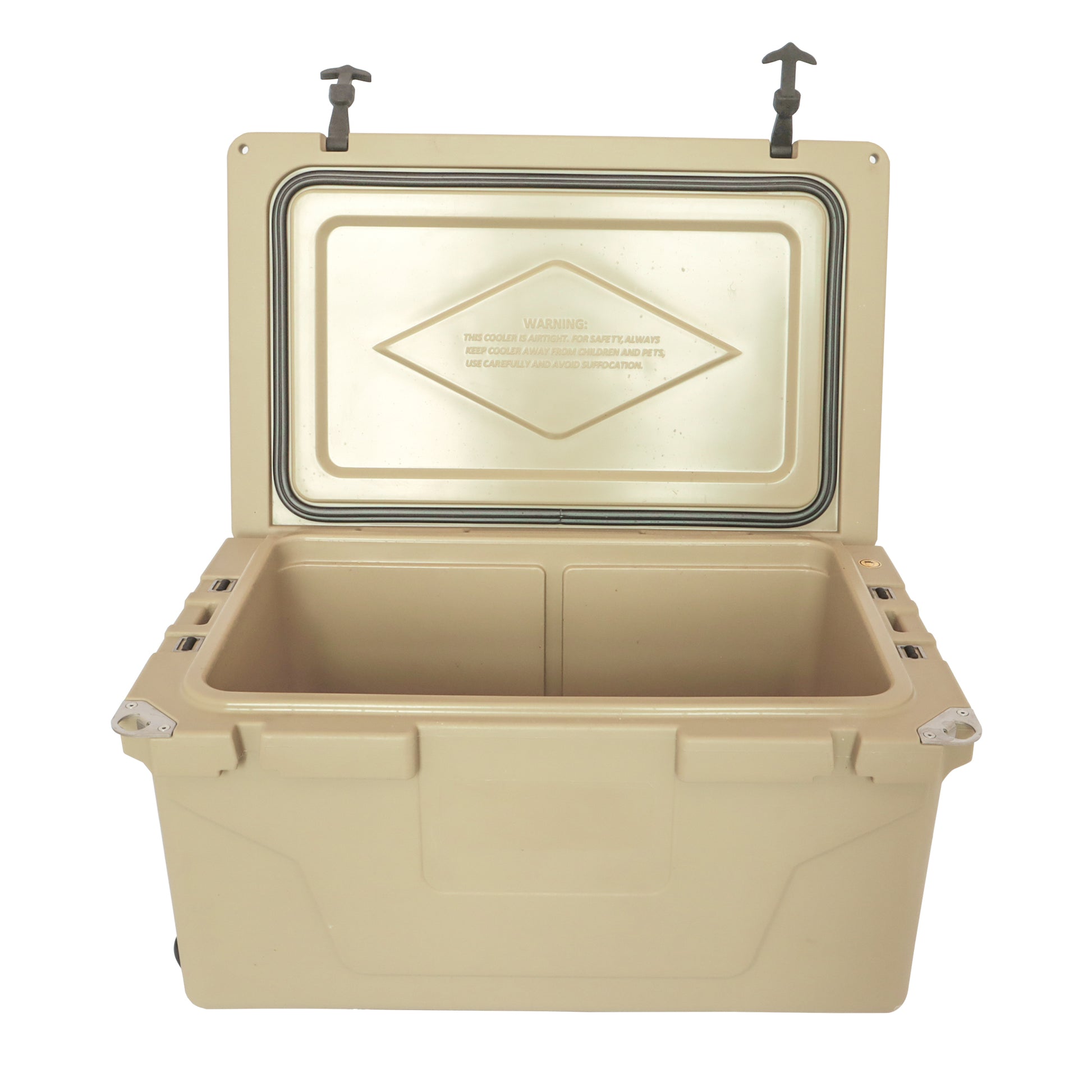 Khaki Color Ice Cooler Box 65Qt Camping Ice Chest Beer Box Outdoor Fishing Cooler Khaki Abs Plastic