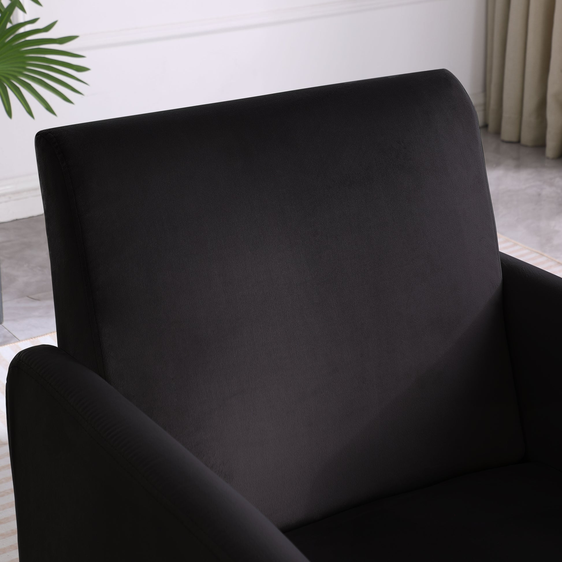 Reading Armchair Living Room Comfy Accent Chairs, Bedroom Chairs For Office Bedroom With Arm Rest, Lounge Chair For Office And Study Black Velvet