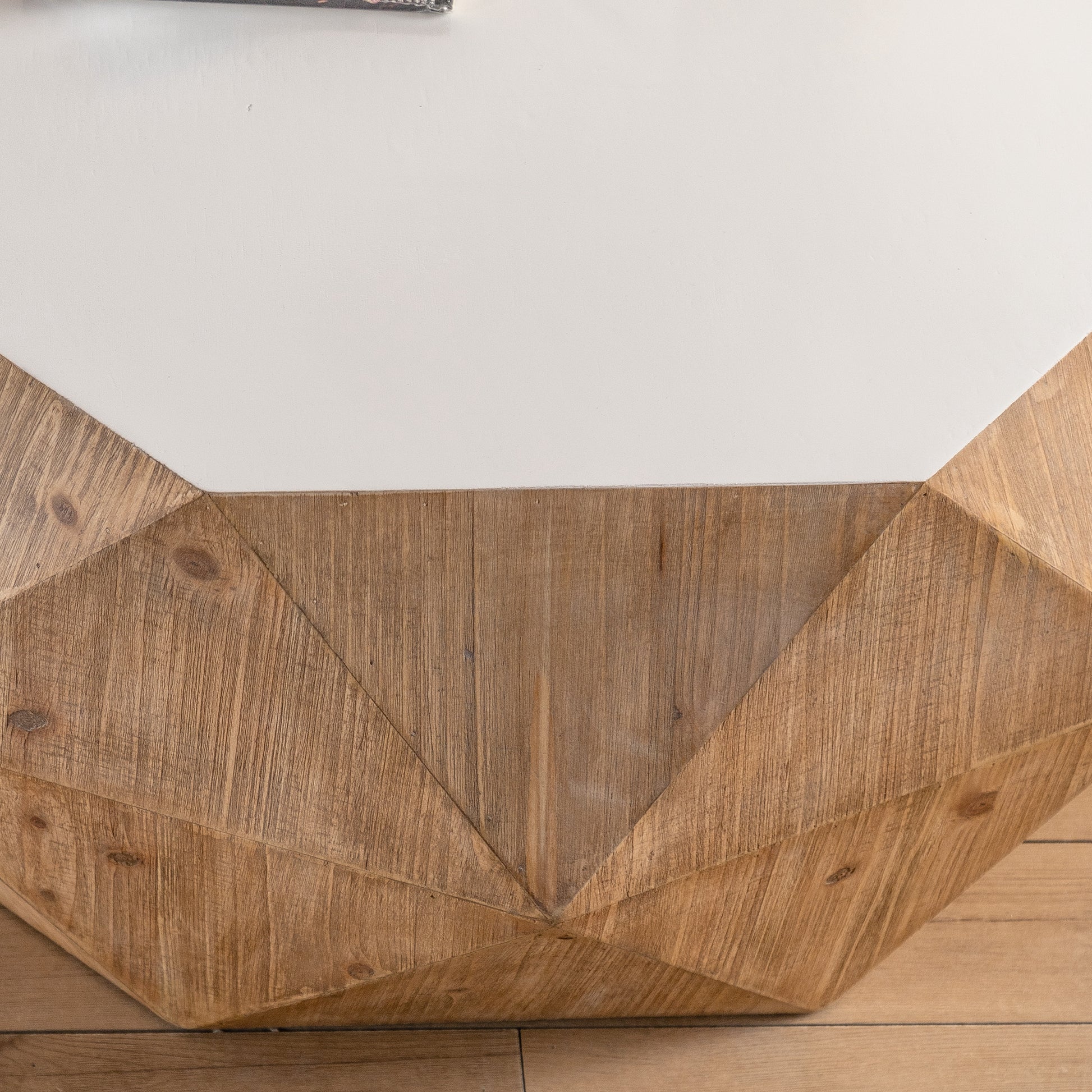 38"Three Dimensional Embossed Pattern Design American Retro Style Coffee Table,White Tabletop Same Sku:W757P151417 White Oak Mdf