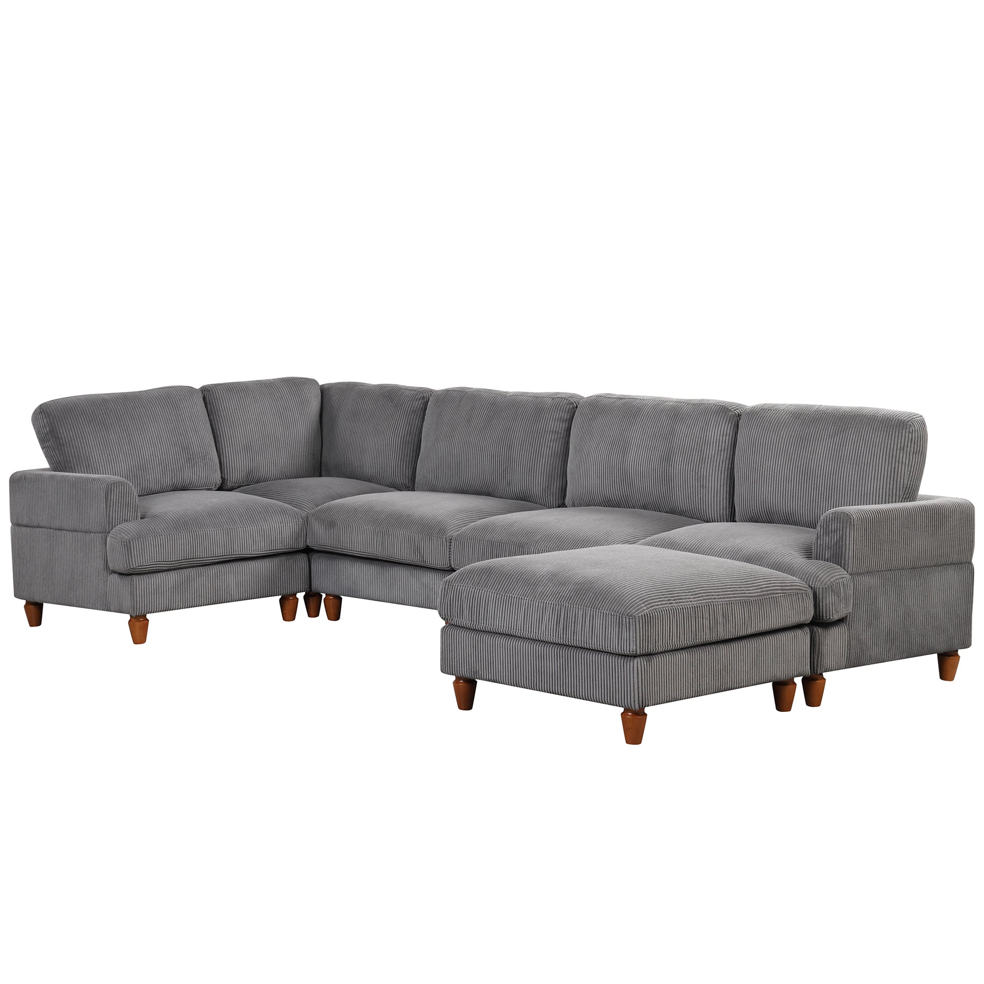 Modular Sectional Sofa With Ottoman L Shaped Corner Sectional For Living Room, Office, Spacious Space Same Sku: Wy000336Aae Gray Polyester Wood Primary Living Space Polyester 6 Seat