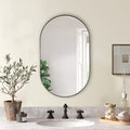 Black 20*33In Pill Shaped Mirror Black Modern Mdf Glass Aluminium Alloy