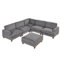 Modular Sectional Sofa With Ottoman L Shaped Corner Sectional For Living Room, Office, Spacious Space Same Sku: Wy000336Aae Gray Polyester Wood Primary Living Space Polyester 6 Seat