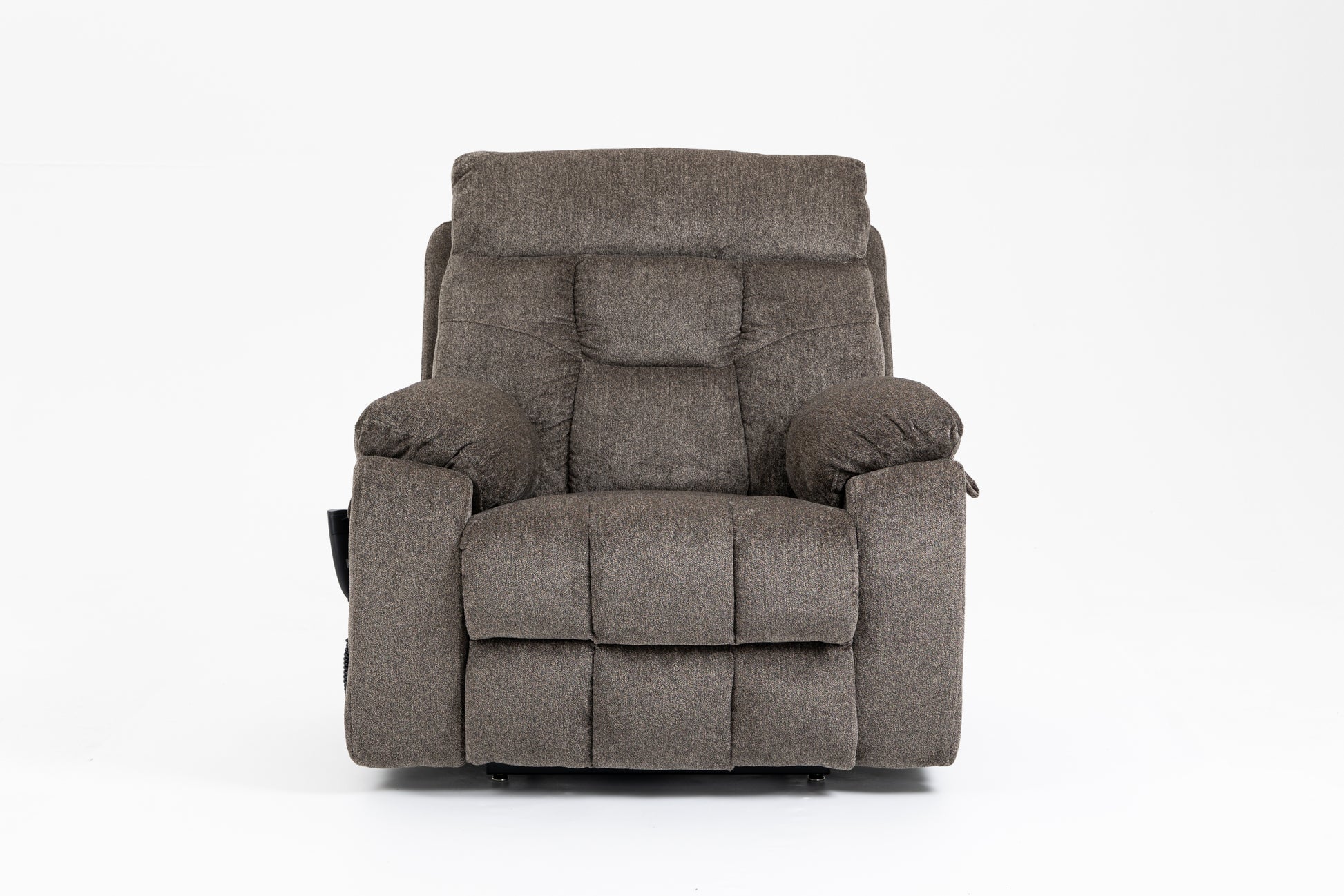 Old Age Electric Lift Chair, Flat High Density Foam Electric Sofa, With Heating And Massage Functions, Can Tilt To 180 Degrees, 2 Pocket Cup Holders, 2 Remote Controls, Dual Okin Motors Dark Brown Cotton Chenille