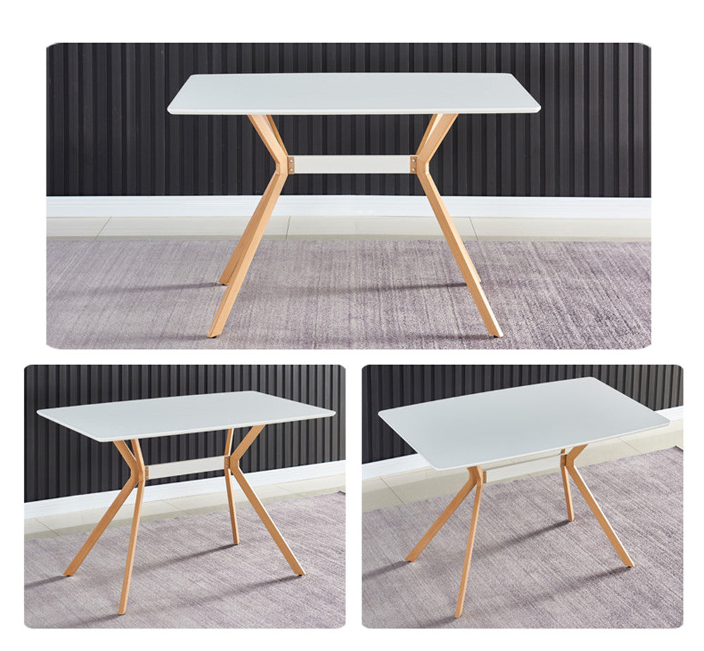 Modern Minimalist Styledining Table Mdf Anti Scratch Top Metal Shelf Metal Heat Transfer Legs Leveling Feet For Dining Room Kitchen Office Table X 1 White White Mdf Mdf