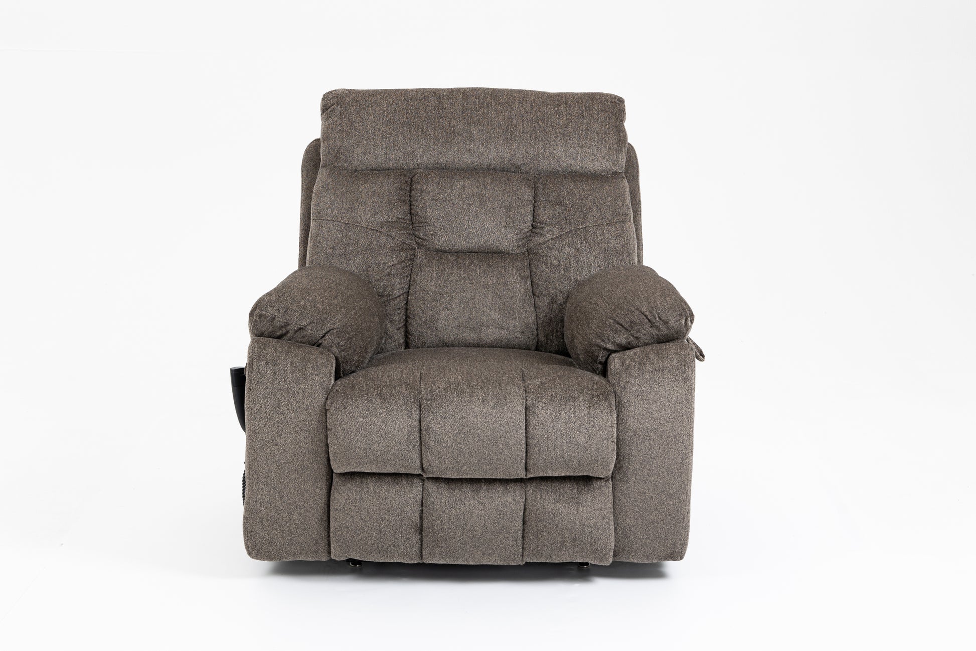 Old Age Electric Lift Chair, Flat High Density Foam Electric Sofa, With Heating And Massage Functions, Can Tilt To 180 Degrees, 2 Pocket Cup Holders, 2 Remote Controls, Dual Okin Motors Dark Brown Cotton Chenille