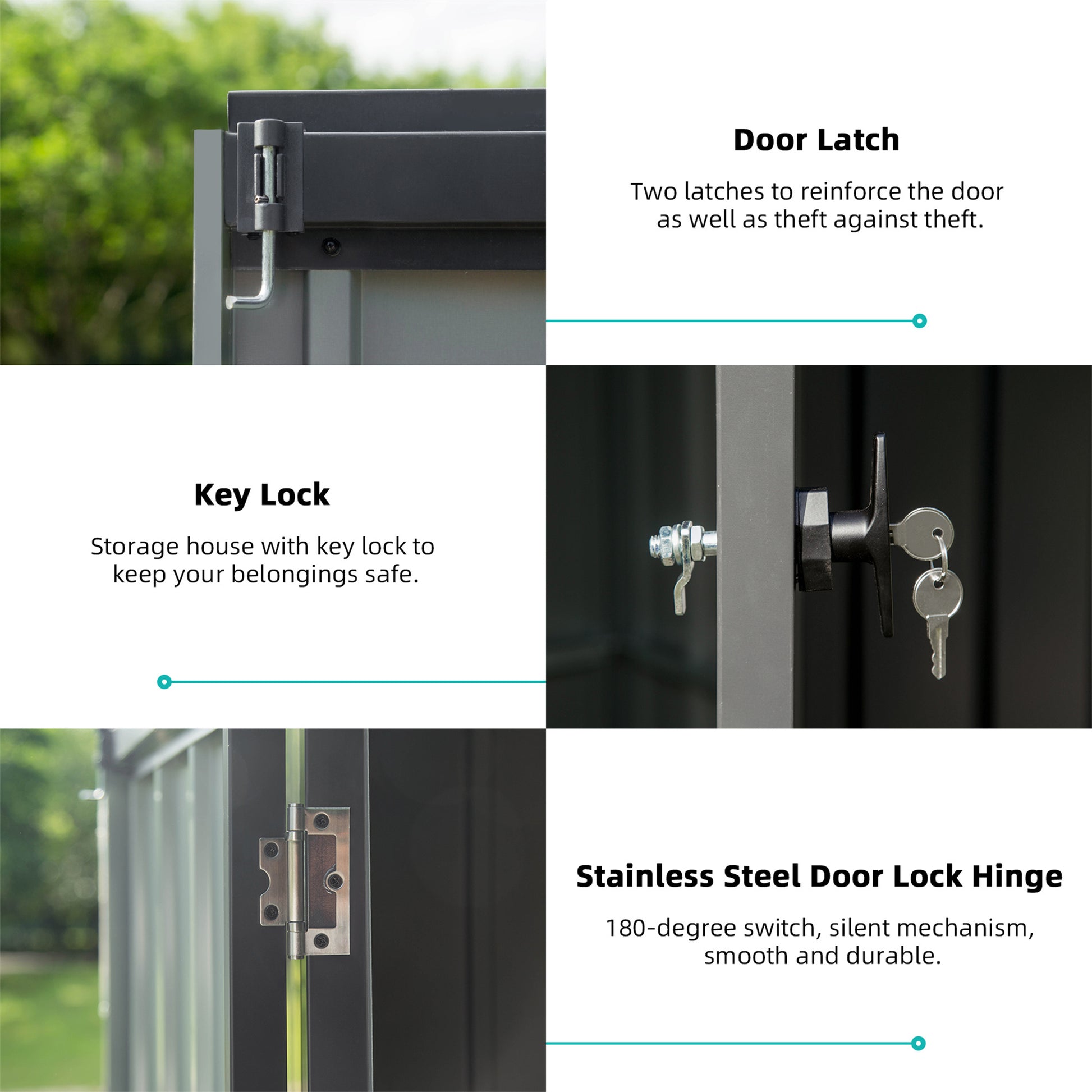 Outdoor Storage Shed 6.5'X 4.2', Metal Garden Shed For Bike, Trash Can, Tools, Lawn Mowers,Galvanized Steel Outdoor Storage Cabinet With Lockable Door For Backyard, Patio, Lawn 6.5X4.2Ft, Black Black Metal