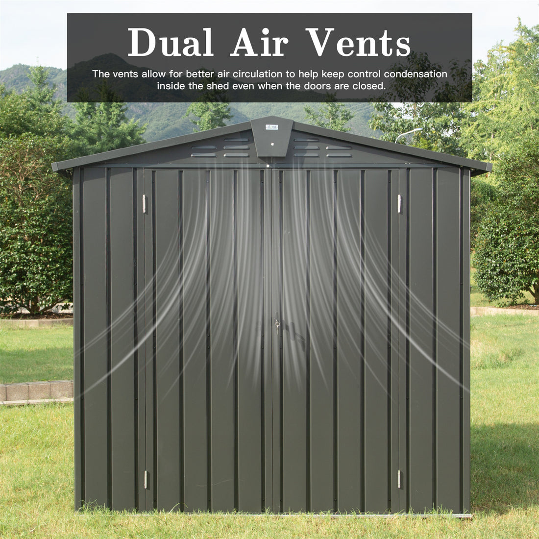 Outdoor Storage Shed 6.5'X 4.2', Metal Garden Shed For Bike, Trash Can, Tools, Lawn Mowers,Galvanized Steel Outdoor Storage Cabinet With Lockable Door For Backyard, Patio, Lawn 6.5X4.2Ft, Black Black Metal