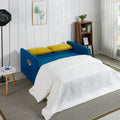 Twins Sofa Bed Blue Fabric Retro Blue Foam Fabric