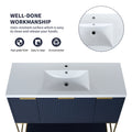 48 Inch Freestanding Bathroom Vanity With Resin Basin,48X18 Navy Blue Freestanding Plywood