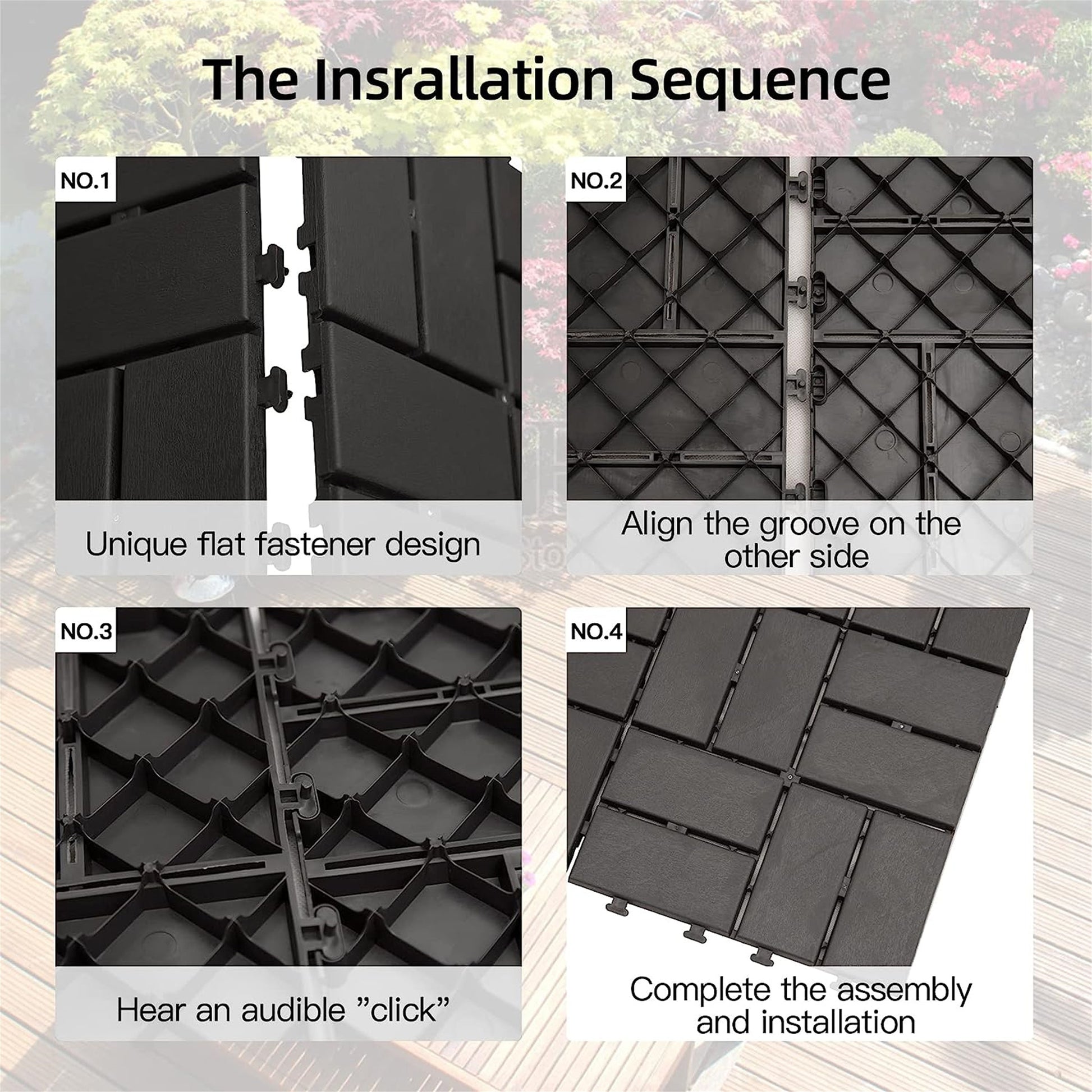 Patio Interlocking Deck Tiles, 12"X12" Square Composite Decking Tiles, Checked Plastic Outdoor Flooring Tile All Weather For Balcony Porch Backyard, Gray, Pack Of 9 Gray Plastic