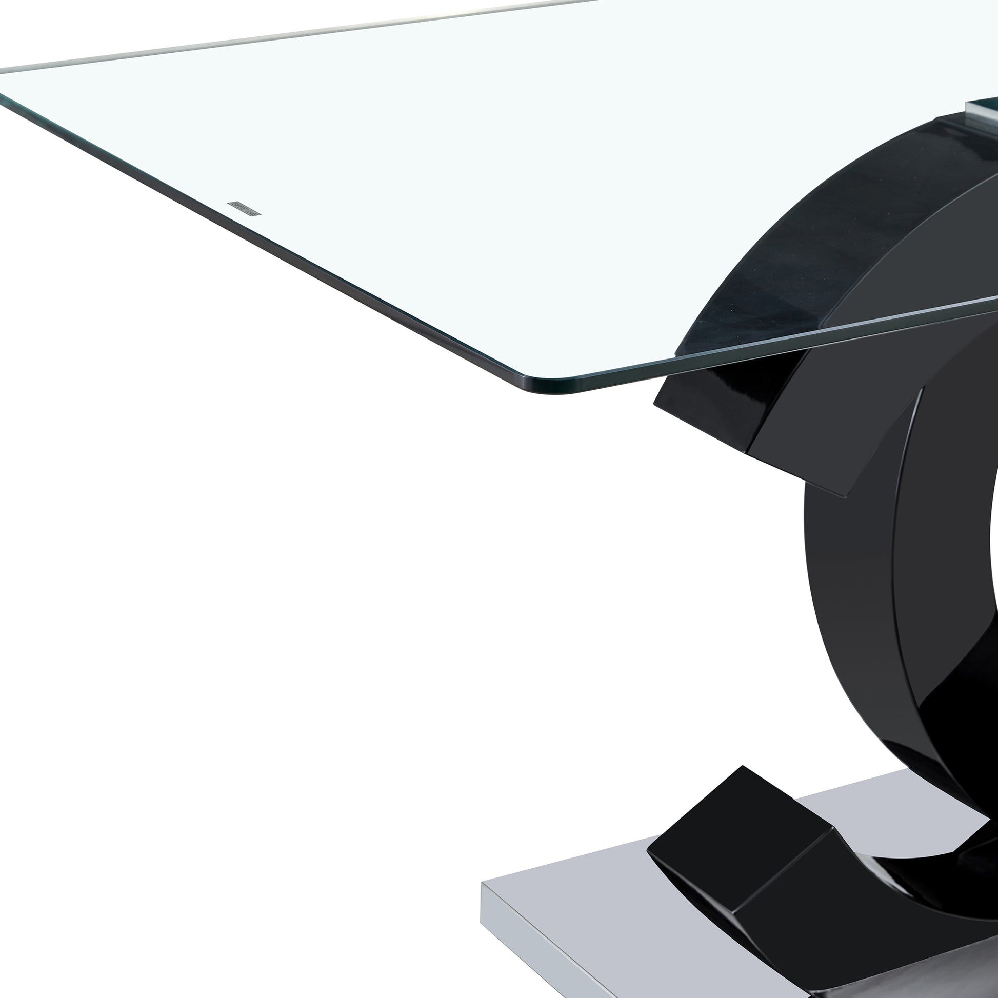 Large Modern Minimalist Rectangular Glass Dining Table For 6 8 With 0.39" Tempered Glass Tabletop And Mdf Oc Shaped Bracket And Metal Base,For Kitchen Dining Living Meeting Room Banquet Hall F Oc Black Glass