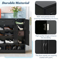 Sleek And Modern Shoe Cabinet With Adjustable Shelves, Minimalist Shoe Storage Organizer With Sturdy Top Surface, Space Saving Design Side Board For Various Sizes Of Items, Black Square 3 4 Spaces