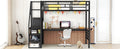 Full Size Metal Loft Bed With Desk, Storage Staircase And Small Wardrobe, Storage Stairs Can Be Installed Left And Right,Black Full Black Metal