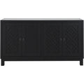 Large Storage Space Sideboard, 4 Door Buffet Cabinet With Pull Ring Handles For Living Room, Dining Room Black Black Mdf